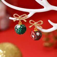 1 pereche cercei mici eleganti cu fundă de cadou de Crăciun minimalist drăguț