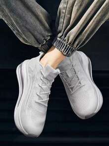 Nuevas zapatillas deportivas para hombre.Zapatos para correr al aire libre para hombres.Zapatos de malla transpirable para hombre., Estilo Moderno, Malla Transpirable, Cojín de Aire para Absorción de Impactos, Antideslizantes y Duraderos - Blanco - Ver 10