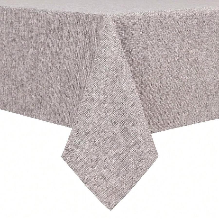 Faux Linen Rectangle Tablecloth - Wrinkle And Stain Resistant Washable Table Cloth For Kitchen Dining Room Holiday Table Cover For Dinner, Stone, 60 X 140 Inch - Stone140x60Rectangular - View 1