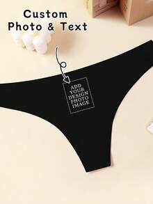 Tangas personalizados con nombre para mujer, ropa interior personalizada con foto del rostro como regalo para ella, novia, esposa, lencería nupcial