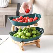 Table Plates For Serving Plates Dinnerware Wooden Snack Candy Cake Stand Bowl Home Food Fruit Plates Set Tableware - Multicolor - View 2