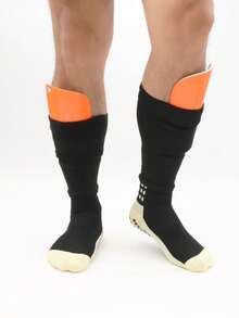 FLSHMCEN Sports Outdoor 1 Pair Men's Grip Soccer Socks And Football Leg Cover, Non-Slip Leg Shin Guards Cover For Basketball, Football, Sports - Black - View 9