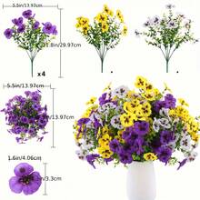 12 Stücke künstliche Blumen, geeignet für Außen-/Innenbereich Dekoration, realistische Simulationsblumen mit UV-Beständigkeit, geeignet für Außengarten, Haustür, Veranda, Balkon, Fenster Heimdekoration (gemischte Farben)