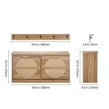 Entryway Shoe Bench, 38.9 X 9.4 X 19.7 Inch Rattan-Like Shoes Bench With Flip Drawers, 440lbs Shoe Storage Rack With Cushion, 4 Compartments And Rattan Doors, For Hallway, Living Room, Bedroom