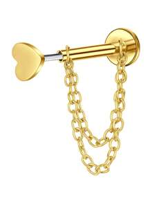 Pendientes de cadena con parte posterior plana sin rosca, barra de acero inoxidable de 8 mm para perforación de cartílago, hélix, trago, nariz, para mujeres y hombres, anillos de nariz de 16G, anillos de labio, cartílago, Medusa, fosa nasal, trago, joyería para perforaciones