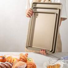 1个不粘碳钢烤盘，商用饼干烤盘，长方形烤盘，适用于蛋糕、糕点、面包 - 耐用且易于清洁 - 彩色 - 查看 2