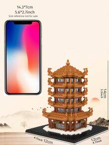 3 合 1 古风 3D 拼图组装小零件积木，创意有趣苏州园林/圆明园/黄鹤楼高难度龙年新建筑益智玩具，非常适合家庭/办公桌装饰和节日礼物。随附包房装饰