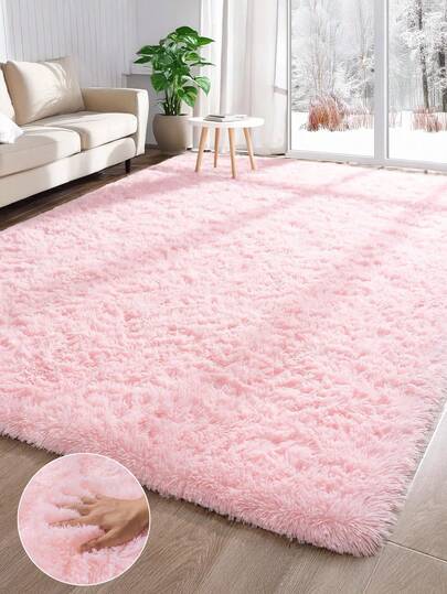 Thick & Soft Living Room/Bedroom Carpet, Pink Shaggy Rug, Easy To Clean Decorative Carpet, Modern Minimalist Nordic Ins Style Plush Soft Skin-Friendly Comfortable Room Decor, Multiple Sizes Available, Suitable For Spring, Summer, Autumn, Winter, Home Decor, Christmas, Valentine's Day, Autumn Gift Choice