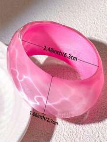 1件新款时尚夸张紫粉色多色闪光树脂手链，不对称波浪极简几何叠戴手镯，送给女朋友的礼物，适合派对、婚礼、工作、旅行、海滩、夜店等场合（请在购买前查看尺码表，此款尺码偏小，高品质，内径：60-63毫米） - 彩色 - 查看 8