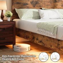 Wooden Platform Bed Frame With Reading Light Headboard, Floating Bed Frame With Adjustable LED Lights, No Box Spring Needed, Easy Assembly, Brown Bed Frame, Twin/ Full/ Queen/ King - Brown - View 4