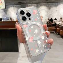 Unique Wireless Charging Design, Exquisite Floral Pattern Printing, PC Anti-Drop And Shockproof Full-Cover Mobile Phone Case Suitable For IPhone 17pro Max/17pro/17Air/17/16plus/16/15/14/13/12/11/XSMAX/XS/XR/Galaxy S22plus/S23ULTRA/S24FE/S25 EDGE. It Is Cute And Fashionable And Is A Good Choice For Birthdays, Christmas, And Halloween Gifts. - 無色 - 查看 3