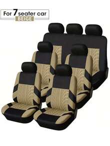 13pcs/9pcs/4pcs Sarung Jok Mobil Universal - Cocok Untuk SUV, Truk Dan Kendaraan 7-Seater | 3-Baris Jok Bahan Poliester (Jok Depan Bucket + Jok Belakang Terpisah) | Bernapas, Anti-Selip, Kompatibel Dengan Airbag | Pelindung Interior Mobil Unisex. 9pcs Model 5-Seater (2 Jok Depan + Sandaran Punggung + Jok Belakang + 5 Sandaran Kepala) Dan 4pcs Model 2-Seater (2 Jok Depan + 2 Sandaran Kepala) - Satu-Ukuran - View 16