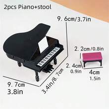 2pcs Mini Piano, Dollhouse Mini Piano, Musical Instrument Simulation Model, Living Room Furniture Decor, Home Decoration Toy, Desktop Ornament, Christmas Gift, Christmas Miniature Scene Decor - Multicolor - View 16