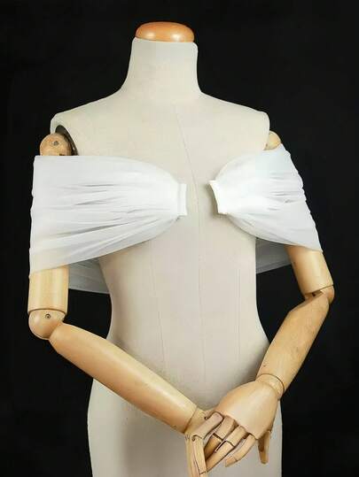 新娘袖口，配有可拆卸肩带和露肩袖，多种颜色可选，女士婚纱配饰（赠送白色胸花，送完即止）