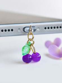 1pc Red Cherry Pendant Silicone Dust Plug Charm For Phone Charging Port, Fits Lightning & Type-C Charging Socket Decoration