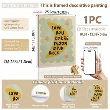 1/3 buc, Tablou de perete pe pânză, Decor de perete înrămat, Decor pentru camera copiilor, Te iubesc până la lună și înapoi, Decor de perete roz, verde, albastru, Cadou pentru bebeluși, Decor pentru creșă, Decor pentru preșcolari, Cadou de ziua de naștere, Decor de sărbători pentru copii