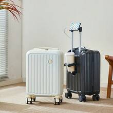 New Lightweight 14-Inch Carry-On Trolley Suitcase, High-Quality Small Travel Luggage With Removable Wheels, Password Lock, Phone Holder, Cup Holder, Multi-Function, High Load-Bearing Capacity, Suitable For Outdoor Travel