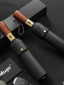 1pc Automatic Oversized Umbrella, Dual Use Sunshade & Rain Umbrella, UV Protection, Foldable Black Coating Umbrella