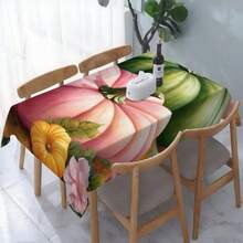 1pc Thanksgiving Autumn Creative Dual-Color Pumpkin Print Holiday Decorative Tablecloth, Absorbent Dirt-Resistant Dining Table Cover, Warm & Comfortable Home Decor Rectangular Coffee Table Cloth - Multicolor - View 13
