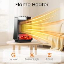 Space Heater 1pc 1500W Plug-In Portable Desktop Electric Heater , 3 Heat Settings, 4 Timer Functions, Mini Solar Powered Energy Efficient Fast Heating For Bedroom Home Use, Compact Size - 美規A型插(110-127V) - 查看 2