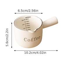 1pc Retro Cream Ceramic Espresso Measuring Cup With Handle - 300ml/600ml/800ml/200ml Markings, "Coffee" Printed, Reusable, High-Quality Home Coffee Brewing Tool, Hand Wash Only - Multicolor - View 8