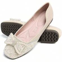SAILING LU Square Toe Flats Shoes Rhinestoned Bowknots Ballet Flats For Women Studded Dress Shoes Comfort Light Weight LoafersChristmas - G-mơ - Xem 10