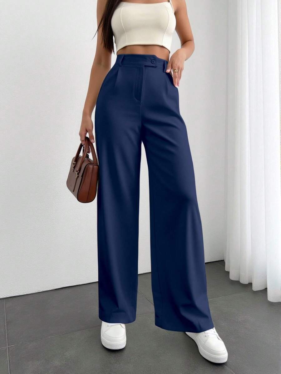 Sily Moda Women's Tailored Pantaloons With Italian Crossover Clasp Detail - 藏蓝色 - 查看 1