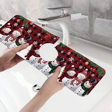 1 件硅藻泥圣诞雪人装饰防滑硅胶水龙头排水垫，厨房排水垫，适用于浴室和厨房水龙头的保护和装饰。 - 彩色 - 查看 8