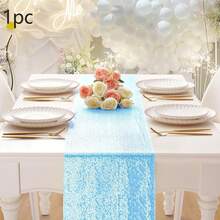 1/3 buah Taplak Meja Payet Emas 12" X 72", Taplak Meja Payet Mengkilap untuk Pesta Ulang Tahun, Acara, Rumah, Pernikahan, Natal, Luar Ruangan, Restoran, Dekorasi Sehari-hari - MultiWarna - View 18