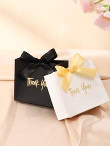 5/10pcs Kraft Paper Mini Gift Bags/Boxes, Foil Thank You Pattern Design With Gold Ribbon Bow, Suitable For Wedding, Valentine's Day, Birthday Party, Holiday Small Gifts Packaging, Halloween Candy, Snacks, Christmas Gifts, Christmas Tree Decor - Thank You Box - View 4