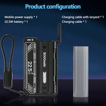 Pin dự phòng dung lượng lớn 5000mAh/10000mAh, tương thích với nhiều thiết bị di động, sạc nhanh 22,5W, bộ nguồn sạc nhanh nhỏ gọn ngoài trời - Đen (10000mAh) - Xem 3