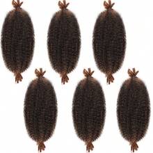 6 件装非洲编织发,弹性非洲卷曲弹簧扭结钩针编织发片 - 漸層棕色 - 查看 13