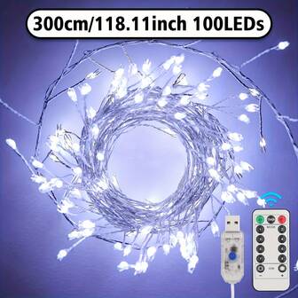 1 件 LED 圣诞节和复活节装饰，彩色灯串/白光/暖光灯串，节日室内外草坪装饰照明荧光仙女灯，8 种模式闪光爆竹灯串，适用于室内/室外圣诞节