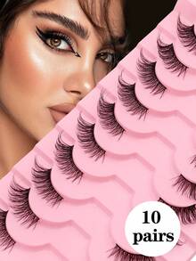 7-10-14-20 pares de pestañas naturales para gatos, pestañas set de pestañas, pestañas postizas, pestañas cómicas, pestañas transparentes y esponjosas, pestañas postizas, pestañas falsas, pestañas esponjosas, grupos de pestañas postizas, pestañas de visón, kits de pestañas kit de extensiones, pestañas esponjosas, pestañas puntiagudas - Negro - Ver 3