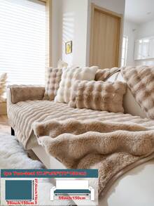1 Pc Fashionable Rabbit Fur Soft Sofa Cushion, Luxurious Minimalist Sofa Seat Cover, Decorative, Protective, Anti-Slip, Anti-Dust, Anti-Cat Scratching, Suitable For Living Room, Bedroom, Study, Office