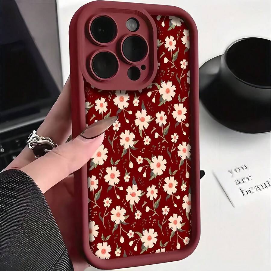 红色雏菊图案手机壳,兼容 16 Pro Max、16 Pro、11 Pro Max、15、14 Plus、13、12、16、XS Max、15 Pro、XR、15 Pro Max、14、13 Pro、12 Pro Max,TPU材质,防震软壳,也适用于其他系列机型,国际版,不适用于国内版。 - 彩色 - 查看 1