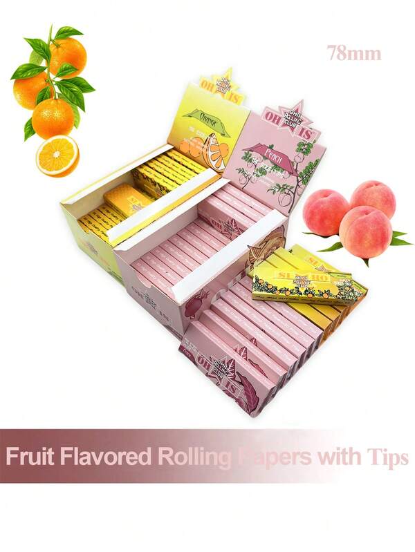 Conjunto de papel de seda sabor frutas, 1/5/10 unidades, tamanho de papel de cigarro de 78 mm, vários sabores para escolher, queima lenta, acessórios para fumar, ótimo presente para fumantes, material escolar