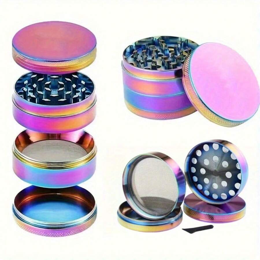 1.6 Inch Colorful Herb Grinder Spice Mill Mortar Pestle Salt Crusher Tobacco Bud Vanilla 4 Sections Zinc Alloy Portable Smoking Accessories Cigarette Tool Gift