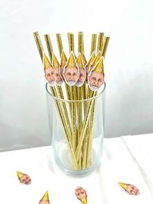 12pcs Customized Face Straws - Personalized Photo Straws For 50th 55th Birthday Party Decorations, Bachelorette Party Tableware Decor, Unique Fun Custom Birthday Gift - Multicolor - View 2
