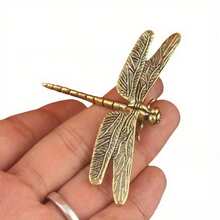 Hand-Forged Brass Dragonfly Ornaments, Retro-Style Desktop Decorations, Tea Pet Collection Boutique, Injecting A Classical And Elegant Atmosphere Into The Space - Brass - View 2