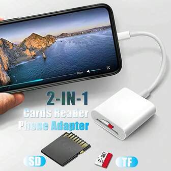 SD + TF Card Camera Reader, Compatible With IPhone/IPad, Storage Card Reader And Viewer, SD/TF Card Adapter Compatible With Iphone 17/16/15/14/13/12/11/XS/XR/X/8/7, IPad, Compatible With MacBook, Plug And Play Without App Required