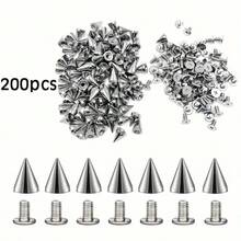 50/100/200pcs Punk Rivets, Cool Clothing, Bag, Hat DIY Crafting Cone Studs, Punk Style Rivet Accessories Screw Seats, Suitable For DIY Leather Crafts - 7mmx9.5mm Bullet Cone Studs And Metal Rivets - Multicolor - View 14