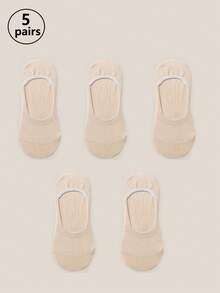 1/5/10 Đôi Tất đi thuyền mềm mại, thoáng khí, màu trơn đơn giản cho nữ, tất không lộ, tất ngắn chống trượt, thấm hút ẩm, thích hợp cho các hoạt động ngoài trời hàng ngày - Nhiều màu - Xem 8