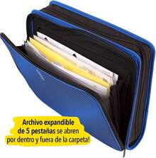 Five Carpeta con Cierre de 5cm (2) 3 arillos, carpeta de archivo expandible de 6 bolsillos, hasta 880 hojas.Azul 72534 - Azul - Ver 5