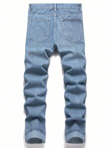 Hombres Jeans de pierna recta desgarro - Lavado ligero - Ver 2