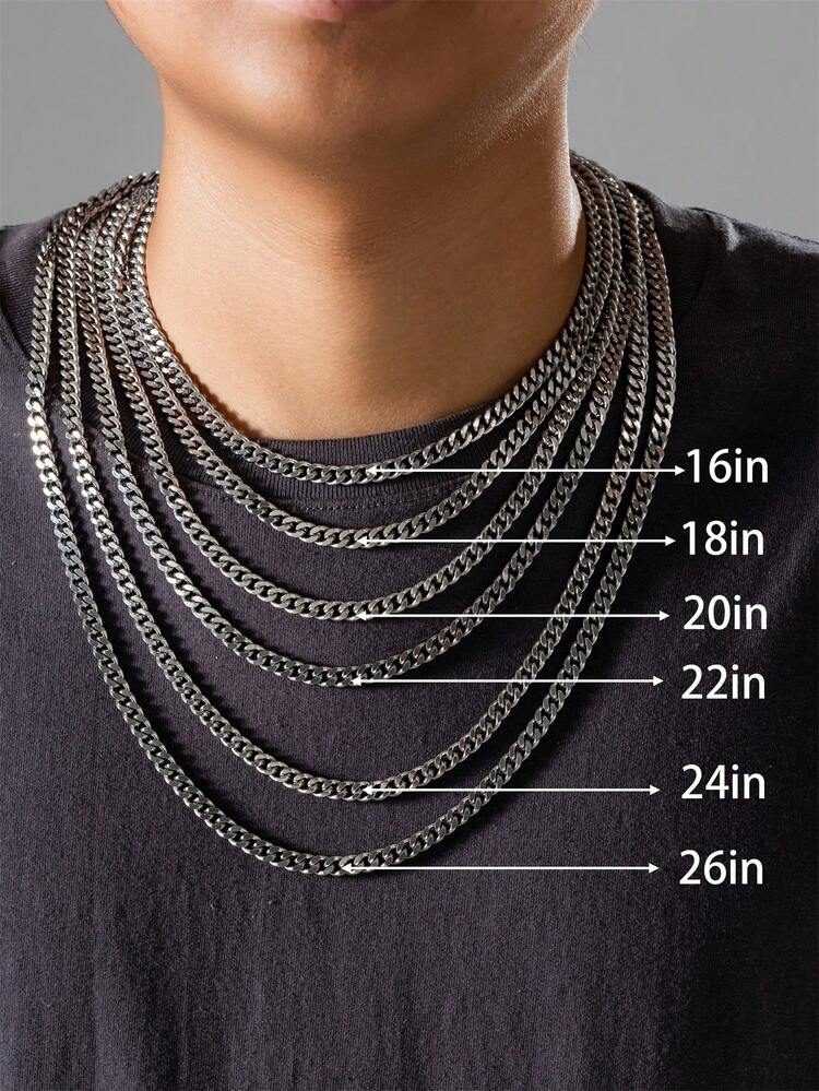 Collana a catena cubana in acciaio inossidabile tono argento 16-30 Collana da uomo e donna 3/5/7/9/11mm – acquista a prezzi convenienti sul marketplace