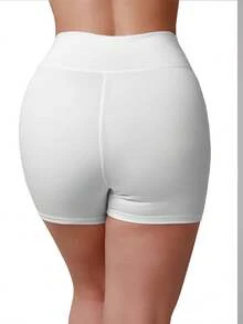 Kit 3 Premium Fitness Shorts High-Rise Women's Gym Bermuda Shorts - 黑色,白色,棕色 - 查看 5