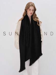 1pc Elegant Solid Color Soft & Skin-Friendly Versatile Scarf - Black - View 5