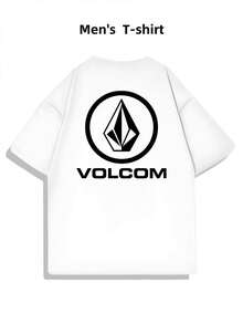 Maglietta With Vol Com Stamp In Cotton, T-Shirt Of Uomo With Fronte-Retro Stamp, Alla Moda, Casual, Girocollo, In Cotton 220 G/M2 (1 Piece) - 白色 - 查看 3