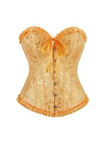 女士复古提花胸衣上衣，塑形紧身胸衣式性感抹胸露脐上衣，适合派对、万圣节、节日和其他场合